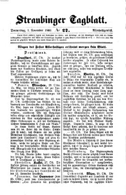 Straubinger Tagblatt Donnerstag 1. November 1860