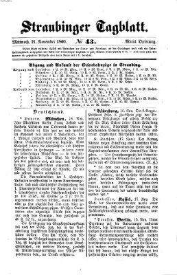 Straubinger Tagblatt Mittwoch 21. November 1860