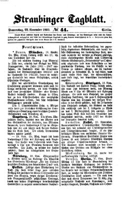 Straubinger Tagblatt Donnerstag 22. November 1860