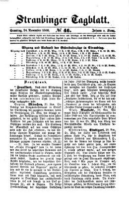 Straubinger Tagblatt Samstag 24. November 1860