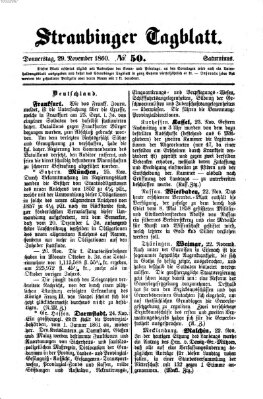 Straubinger Tagblatt Donnerstag 29. November 1860