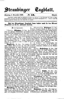 Straubinger Tagblatt Samstag 1. Dezember 1860