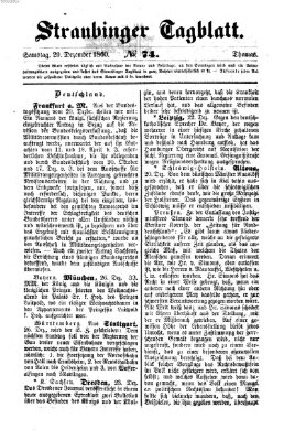 Straubinger Tagblatt Samstag 29. Dezember 1860