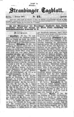 Straubinger Tagblatt Freitag 1. Februar 1861