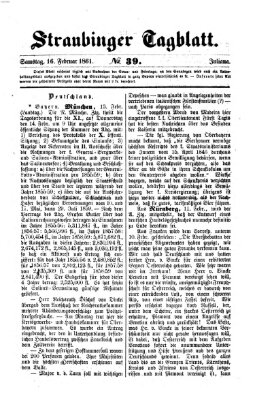 Straubinger Tagblatt Samstag 16. Februar 1861