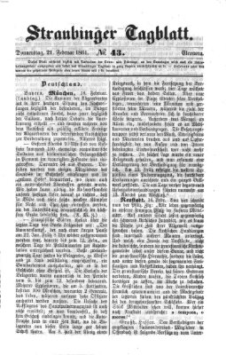 Straubinger Tagblatt Donnerstag 21. Februar 1861