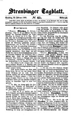 Straubinger Tagblatt Samstag 23. Februar 1861