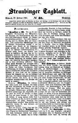 Straubinger Tagblatt Mittwoch 27. Februar 1861