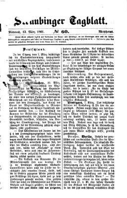 Straubinger Tagblatt Mittwoch 13. März 1861