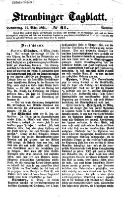 Straubinger Tagblatt Donnerstag 14. März 1861