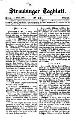 Straubinger Tagblatt Freitag 15. März 1861