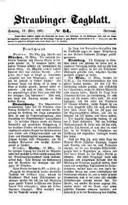 Straubinger Tagblatt Sonntag 17. März 1861