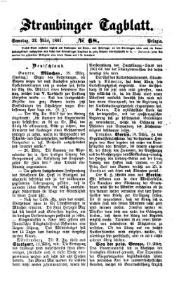 Straubinger Tagblatt Samstag 23. März 1861