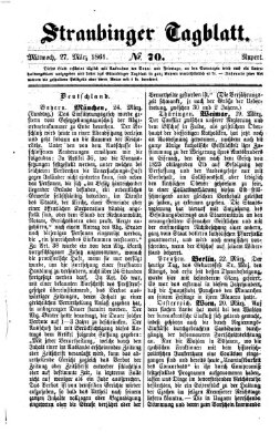 Straubinger Tagblatt Mittwoch 27. März 1861