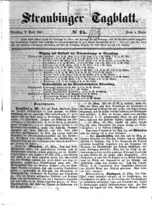 Straubinger Tagblatt Dienstag 2. April 1861