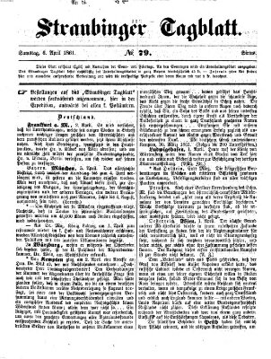 Straubinger Tagblatt Samstag 6. April 1861