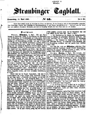 Straubinger Tagblatt Donnerstag 11. April 1861