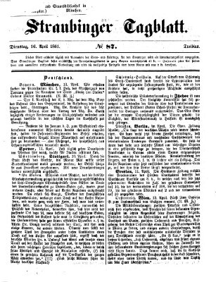 Straubinger Tagblatt Dienstag 16. April 1861