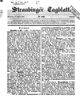 Straubinger Tagblatt Mittwoch 17. April 1861