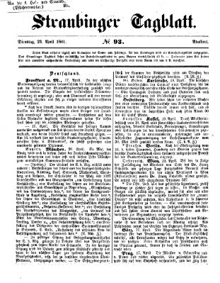 Straubinger Tagblatt Dienstag 23. April 1861