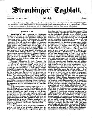 Straubinger Tagblatt Mittwoch 24. April 1861