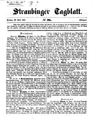 Straubinger Tagblatt Freitag 26. April 1861