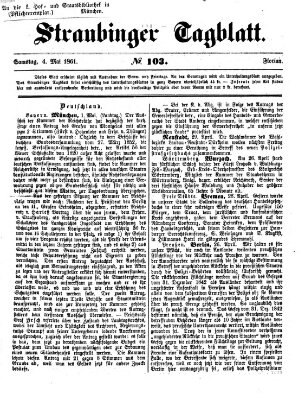 Straubinger Tagblatt Samstag 4. Mai 1861