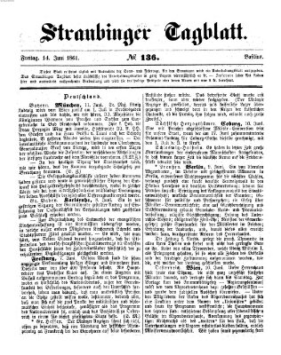 Straubinger Tagblatt Freitag 14. Juni 1861