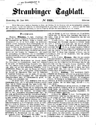 Straubinger Tagblatt Donnerstag 20. Juni 1861