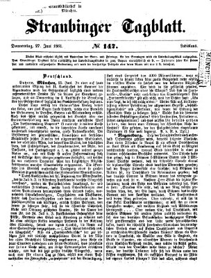 Straubinger Tagblatt Donnerstag 27. Juni 1861