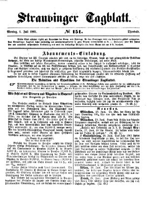 Straubinger Tagblatt Montag 1. Juli 1861