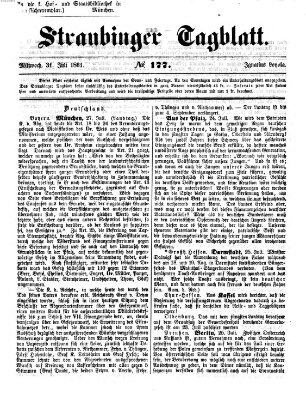 Straubinger Tagblatt Mittwoch 31. Juli 1861