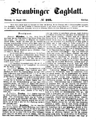 Straubinger Tagblatt Mittwoch 14. August 1861