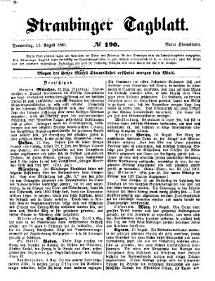 Straubinger Tagblatt Donnerstag 15. August 1861