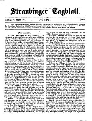 Straubinger Tagblatt Sonntag 18. August 1861