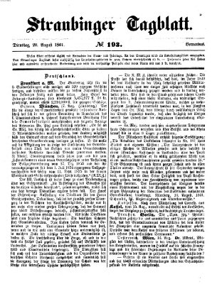 Straubinger Tagblatt Dienstag 20. August 1861