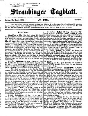 Straubinger Tagblatt Freitag 23. August 1861