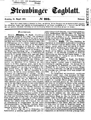 Straubinger Tagblatt Samstag 31. August 1861
