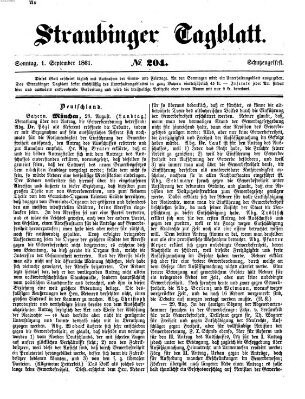 Straubinger Tagblatt Sonntag 1. September 1861