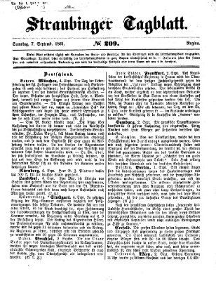 Straubinger Tagblatt Samstag 7. September 1861