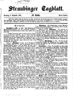 Straubinger Tagblatt Sonntag 8. September 1861