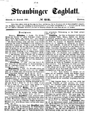 Straubinger Tagblatt Mittwoch 11. September 1861