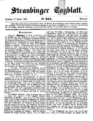 Straubinger Tagblatt Dienstag 17. September 1861