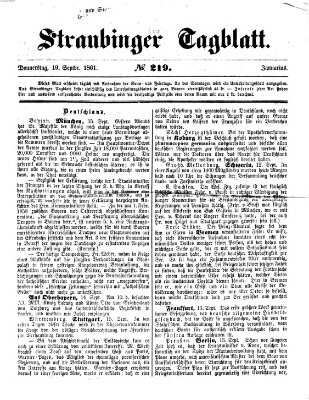 Straubinger Tagblatt Donnerstag 19. September 1861