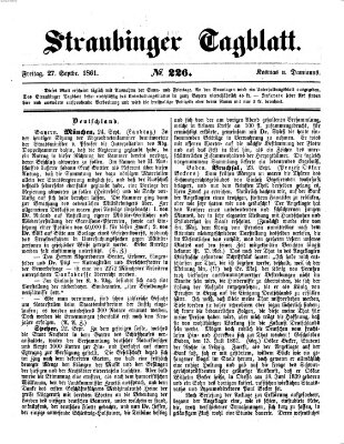 Straubinger Tagblatt Freitag 27. September 1861