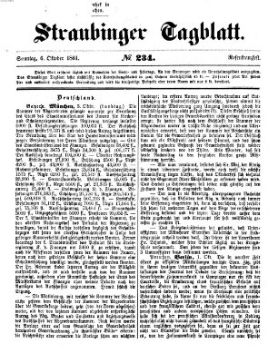 Straubinger Tagblatt Sonntag 6. Oktober 1861