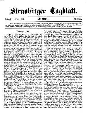 Straubinger Tagblatt Mittwoch 9. Oktober 1861