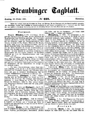 Straubinger Tagblatt Samstag 12. Oktober 1861