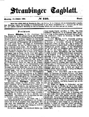 Straubinger Tagblatt Sonntag 13. Oktober 1861