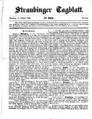 Straubinger Tagblatt Dienstag 15. Oktober 1861